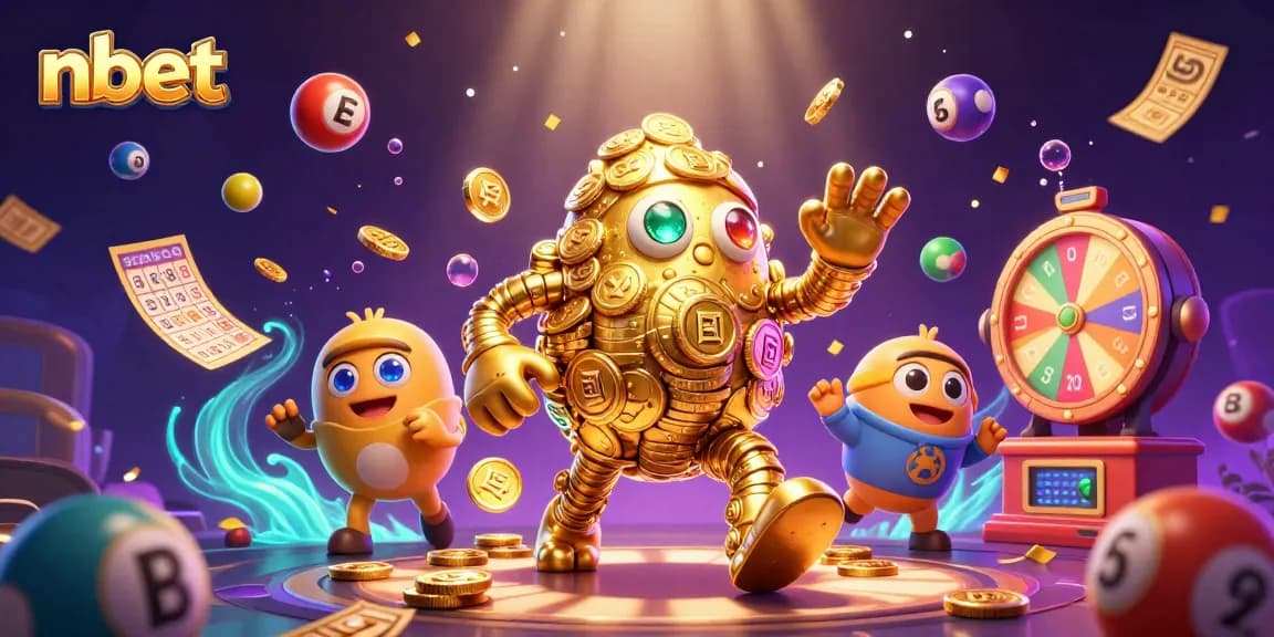 Engage with nbet's vibrant lottery scene featuring dynamic characters and colorful game elements.