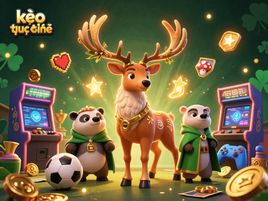 Betting action in kèo trực tuyến with Celtic druid and badger in a lively casino scene