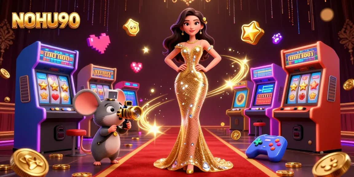 Experience thrilling slots action with NOHU90 in a vibrant 3D casino scene featuring jackpot excitement.