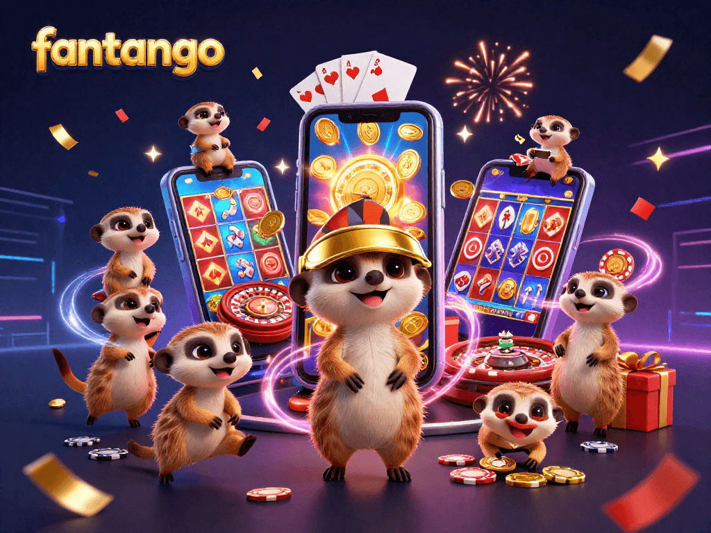 Play and win exciting games at fantango with meerkats running a vibrant casino operation.