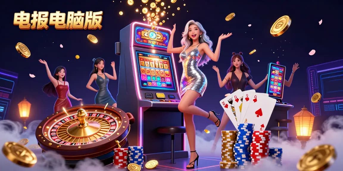 在这个充满活力的赌场场景中，利用电报电脑版玩游戏并赢得头奖，庆祝愉快的时刻。