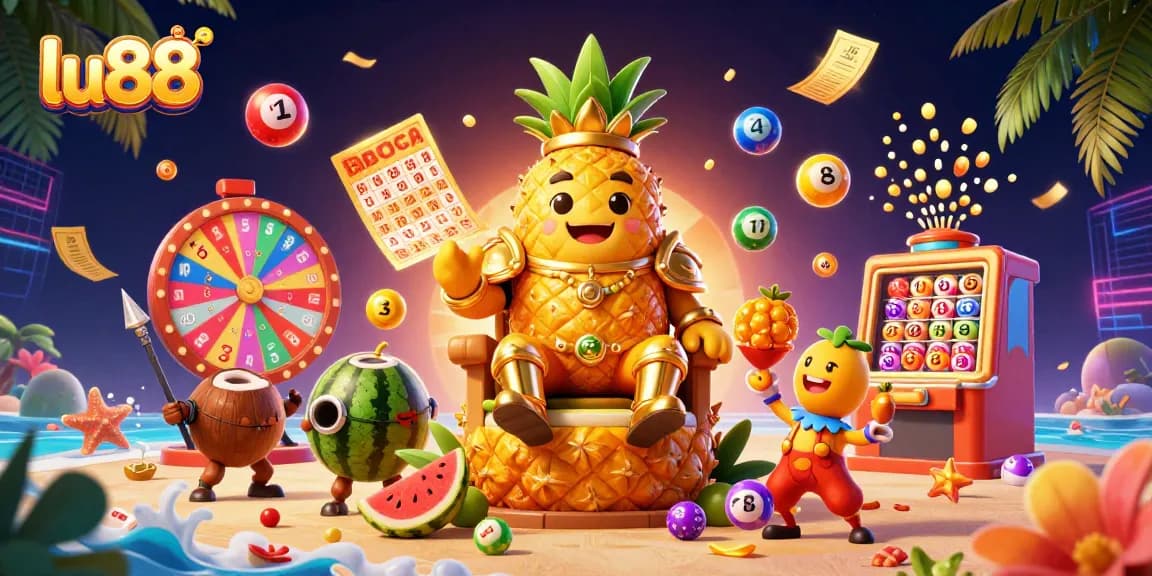 Join the fun at lu88's beach casino, where golden prizes and vibrant lottery elements abound!