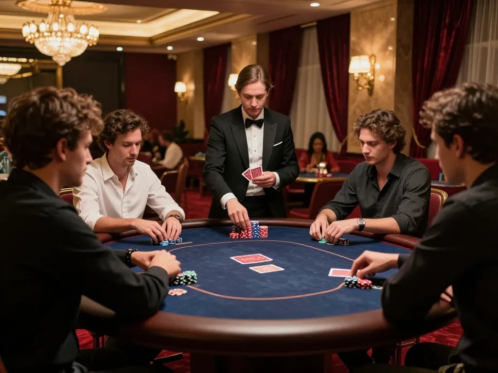 Engaging poker game at casino featuring strategic gameplay moments in ok8386.