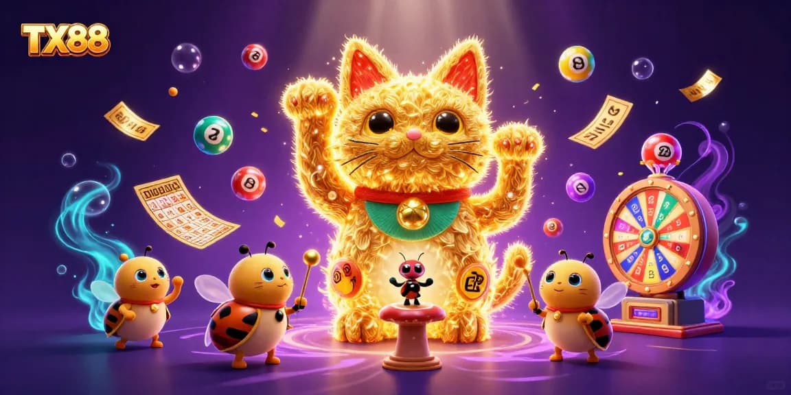 Experience excitement with TX88's vibrant lottery and bingo scene full of dynamic elements.