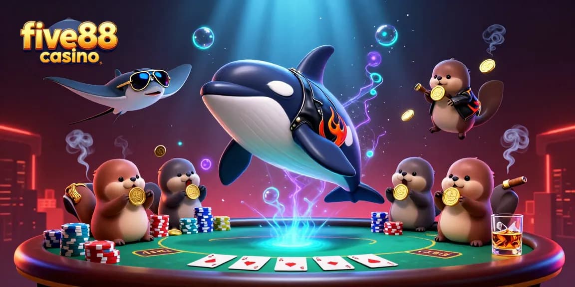 Experience the excitement of five88 casino with dynamic characters in a vibrant casino scene.