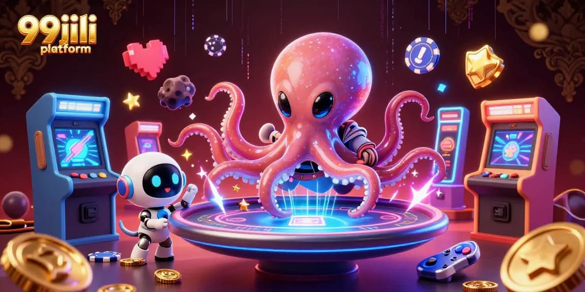 Experience the 99jili platform excitement with alien poker action at a holographic table surrounded by vibrant game elements.