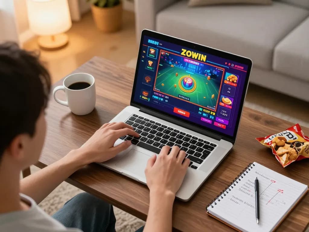 Engaging in ZOWIN đăng nhập online casino gaming from the comfort of home, showcasing strategy and fun.