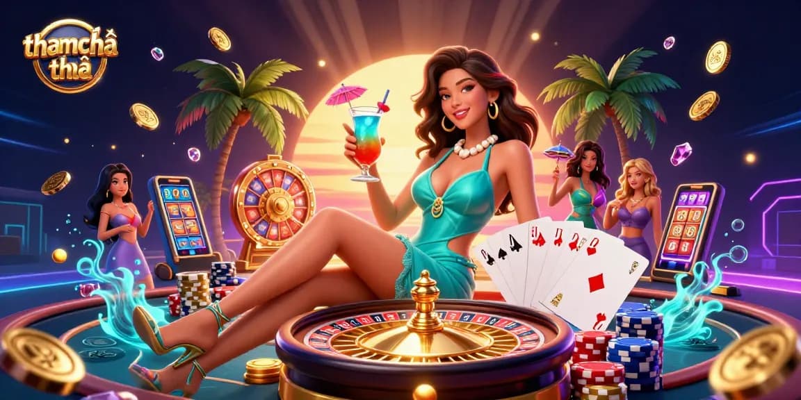 Experience the excitement at tham khảo thêm, featuring a glamorous Asian woman in a captivating casino scene.