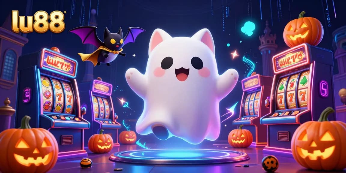 Experience thrilling jackpots at lu88 with a ghostly cat in a haunted casino!