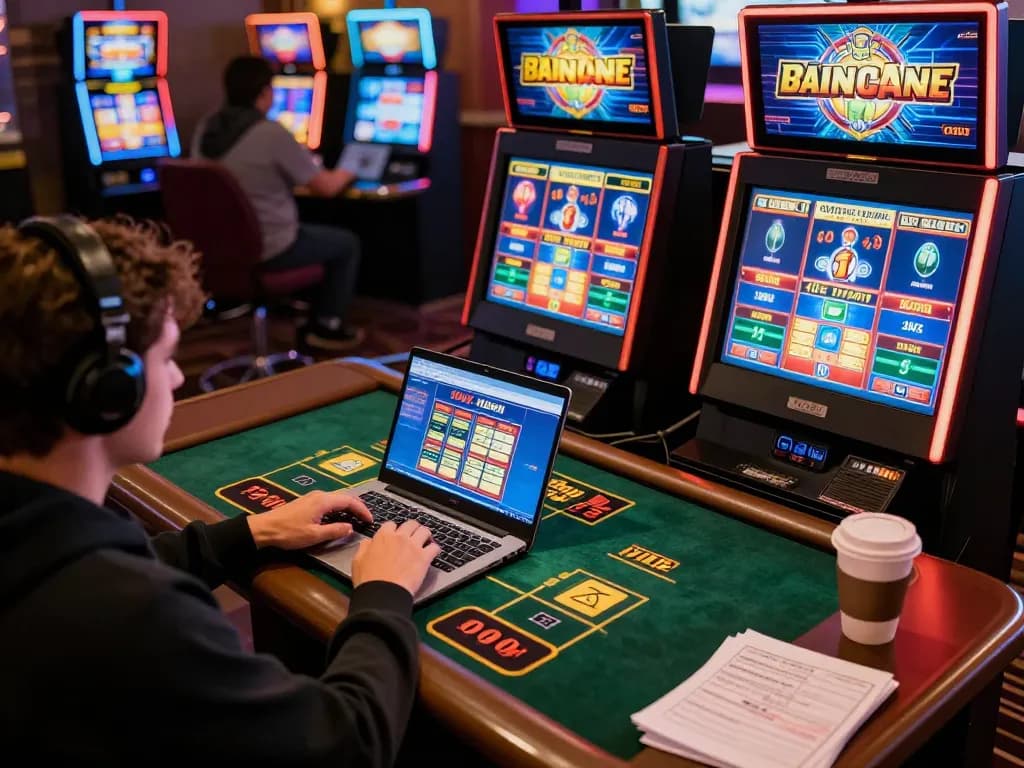hubet player engaging in online live casino game with strategic notes in a cozy setting