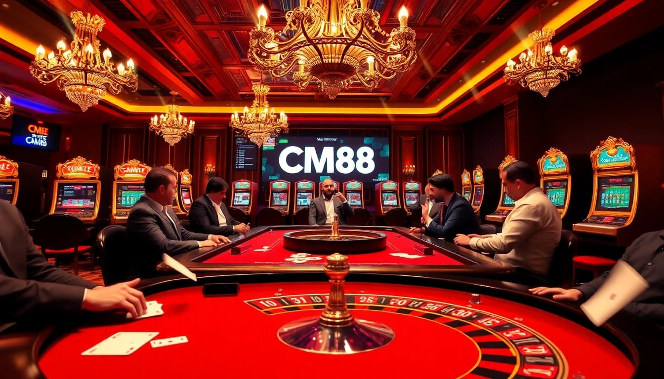 Experience the thrills of CM88 casino gaming with vibrant poker chips and exciting betting action.