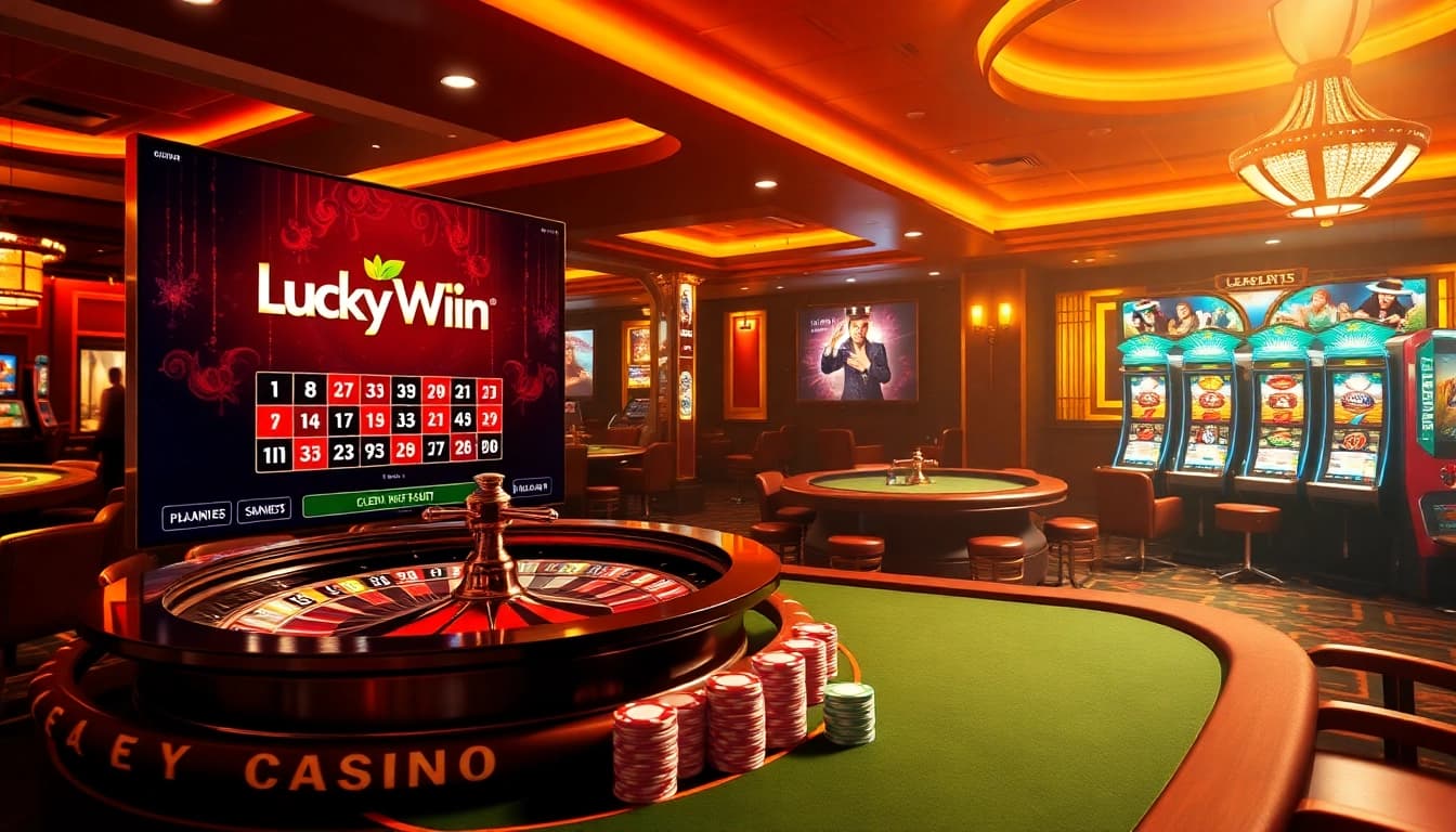 Experience the thrill of winning at LuckyWin's vibrant online casino, featuring roulette and slot machines.