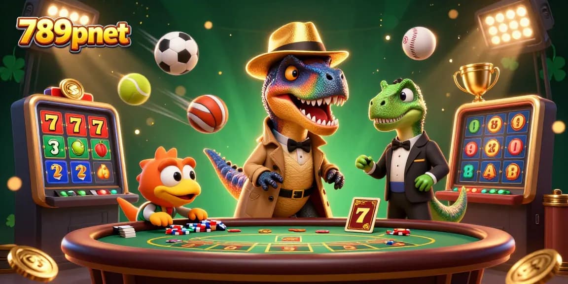Experience thrilling gameplay at 789pnet with a velociraptor at the blackjack table and immersive gaming elements.