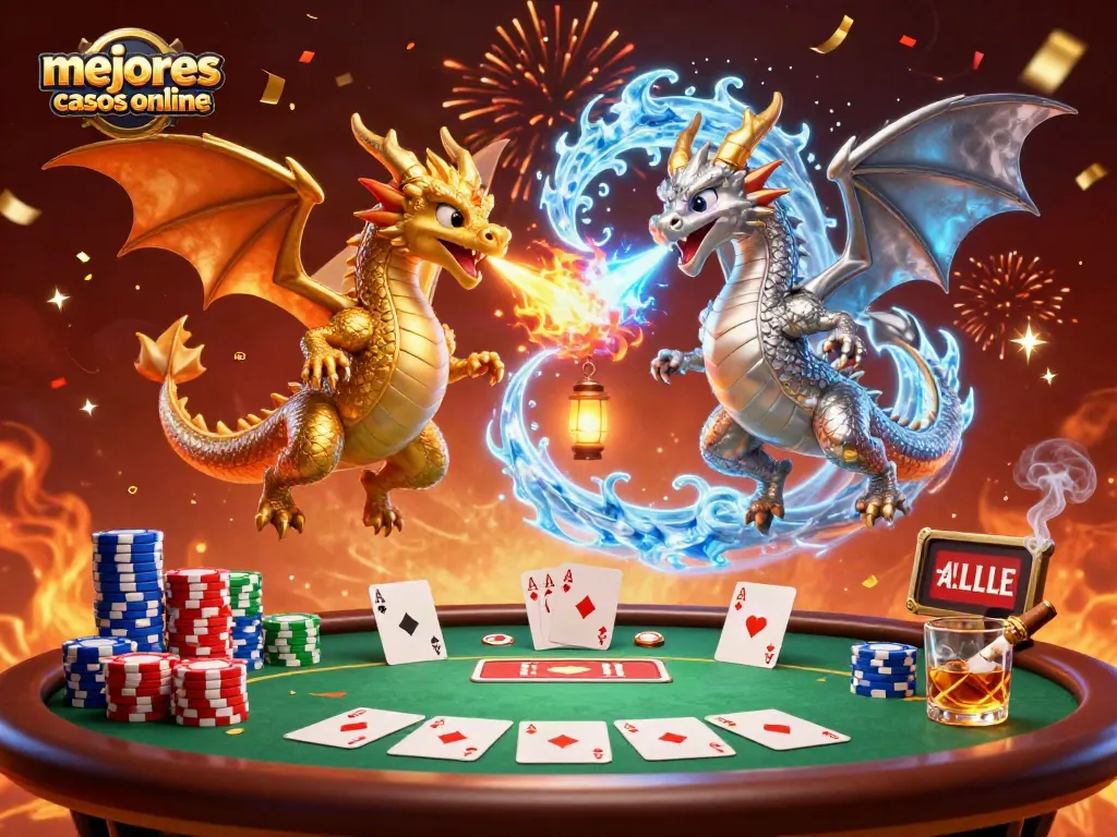 Juega en los mejores casinos online interactuando con dragones en un entorno vibrante y dinámico.