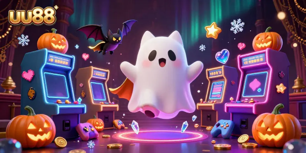 Experience the hauntingly playful excitement of uu88 casino with ghostly characters and vibrant gaming elements.