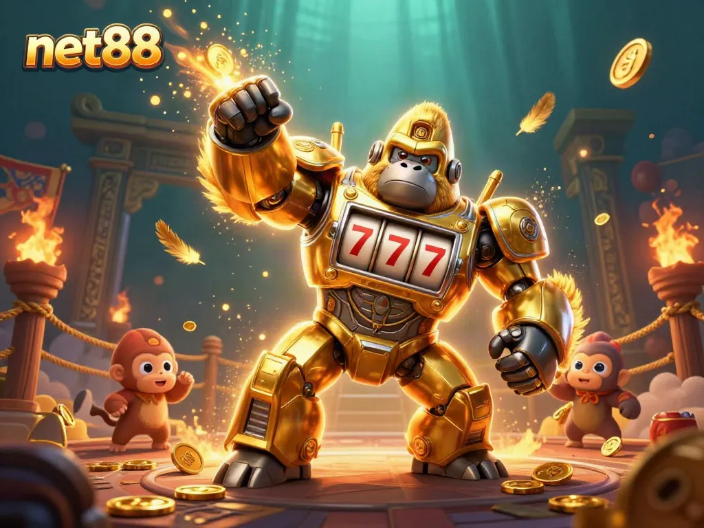 Experience exciting bets with the net88 gorilla mech in a vibrant casino scene.