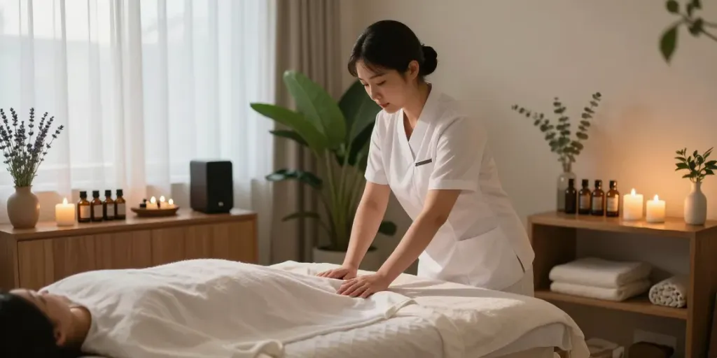 Experience relaxation with 인천출장안마 in a serene wellness studio.