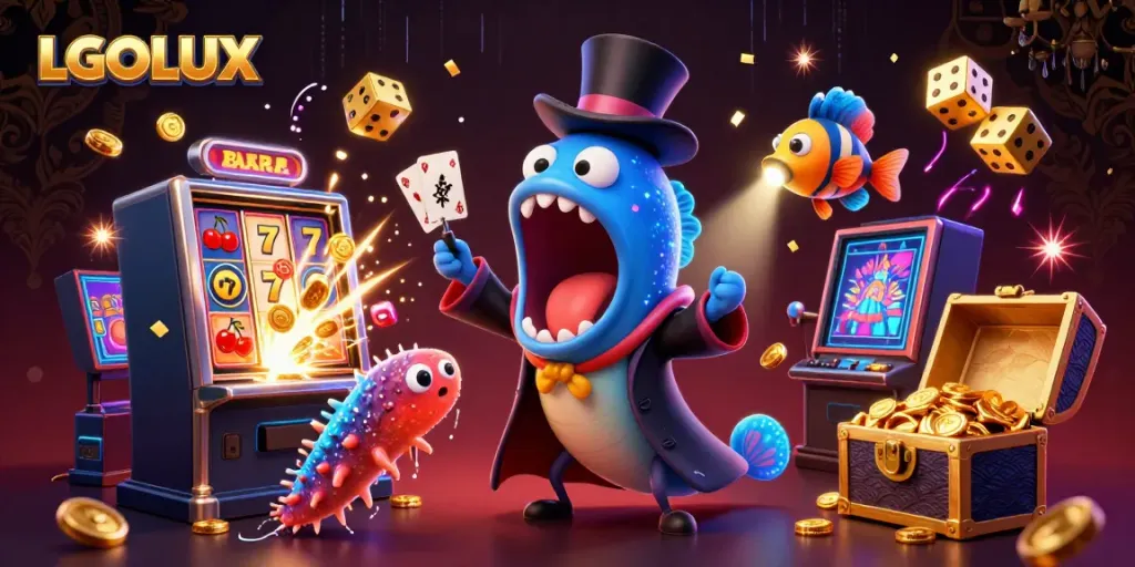 Experience the excitement of LGOLUX with a magical underwater casino scene bursting with jackpots and bright colors.