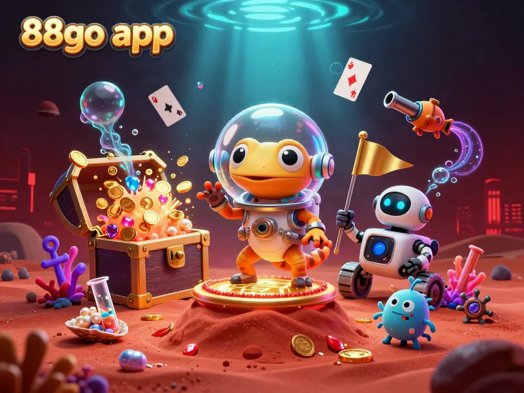 Exciting scene of a Martian gecko experiencing the thrill of the 88go app casino