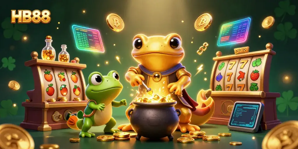 Experience the thrill of HB88 gaming with a dynamic scene of characters and elements highlighting online casino excitement.