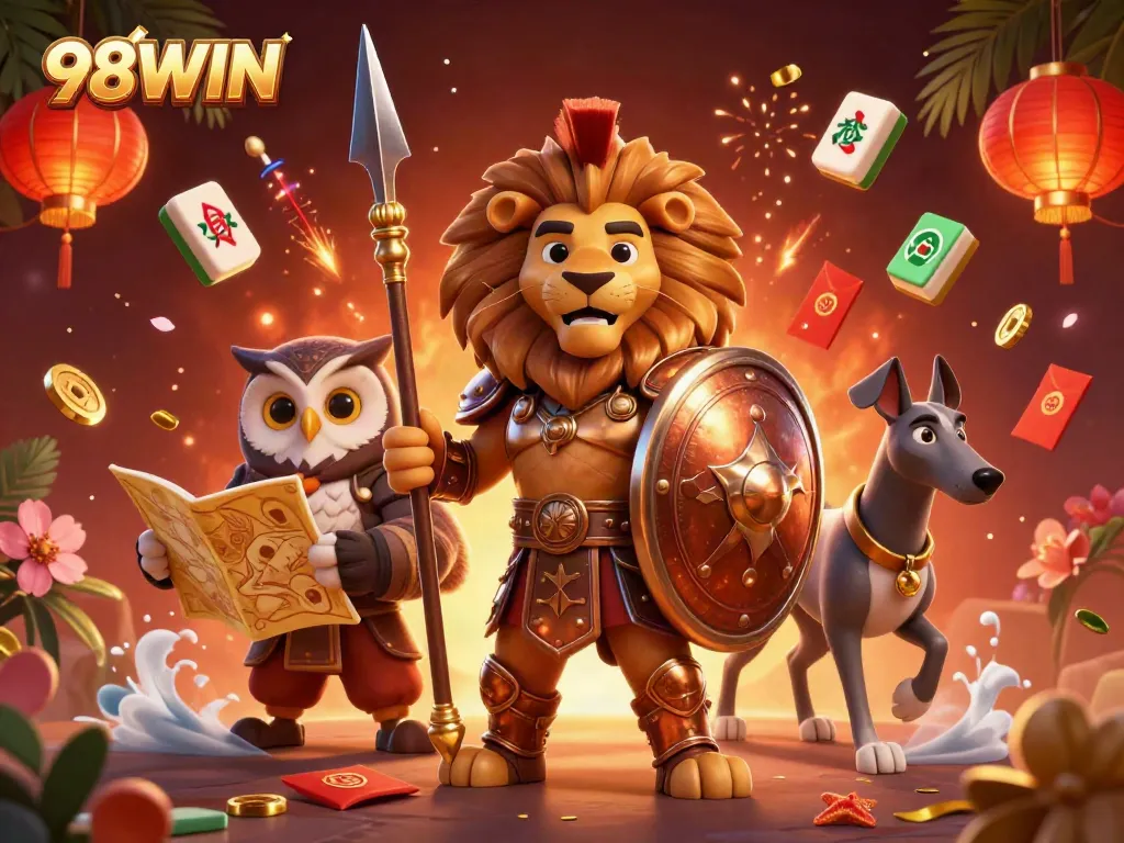 Engage in thrilling gameplay at 98WIN, featuring dynamic characters and exciting casino elements.