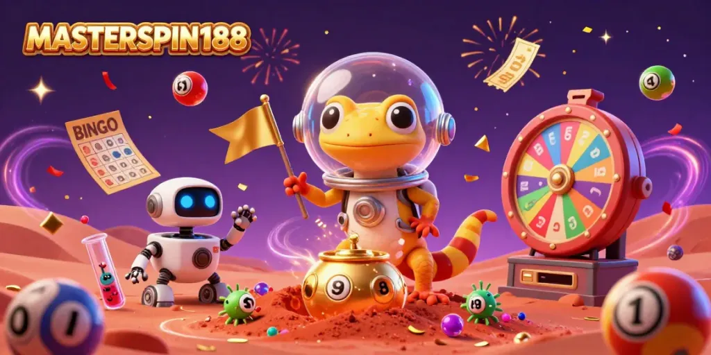 Engage in the thrill of MASTERSPIN188 with a Martian gecko exploring a buried casino.