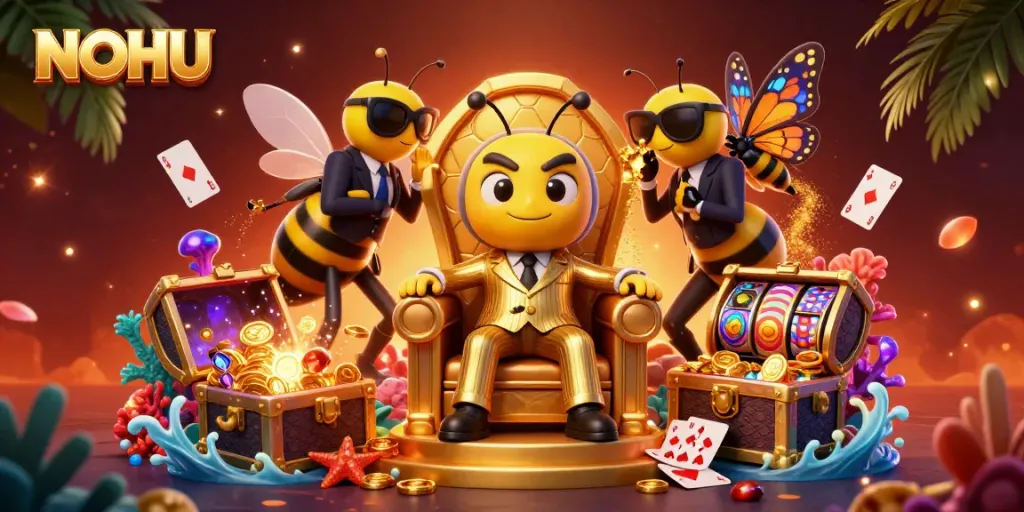 Engage with NOHU's casino excitement through dynamic 3D characters and vibrant game elements.