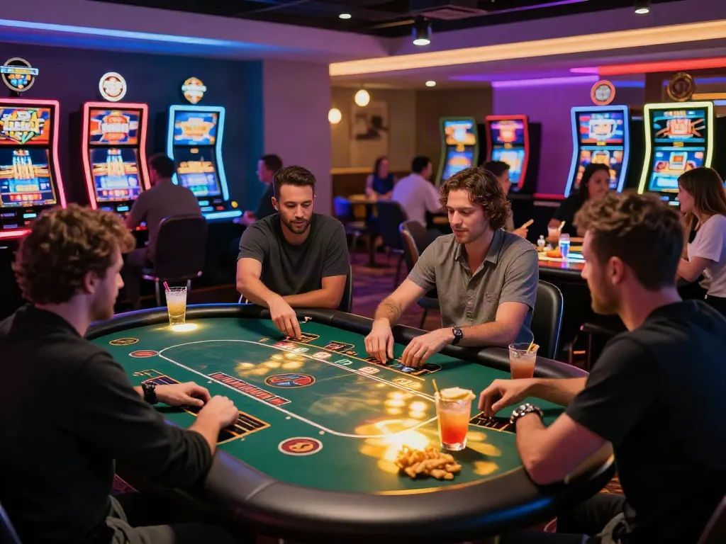 Exciting SV88 online casino gaming scene with players and dealers.