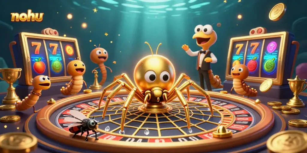 Experience thrilling nohu gameplay with dynamic casino elements in a vibrant 3D illustration.
