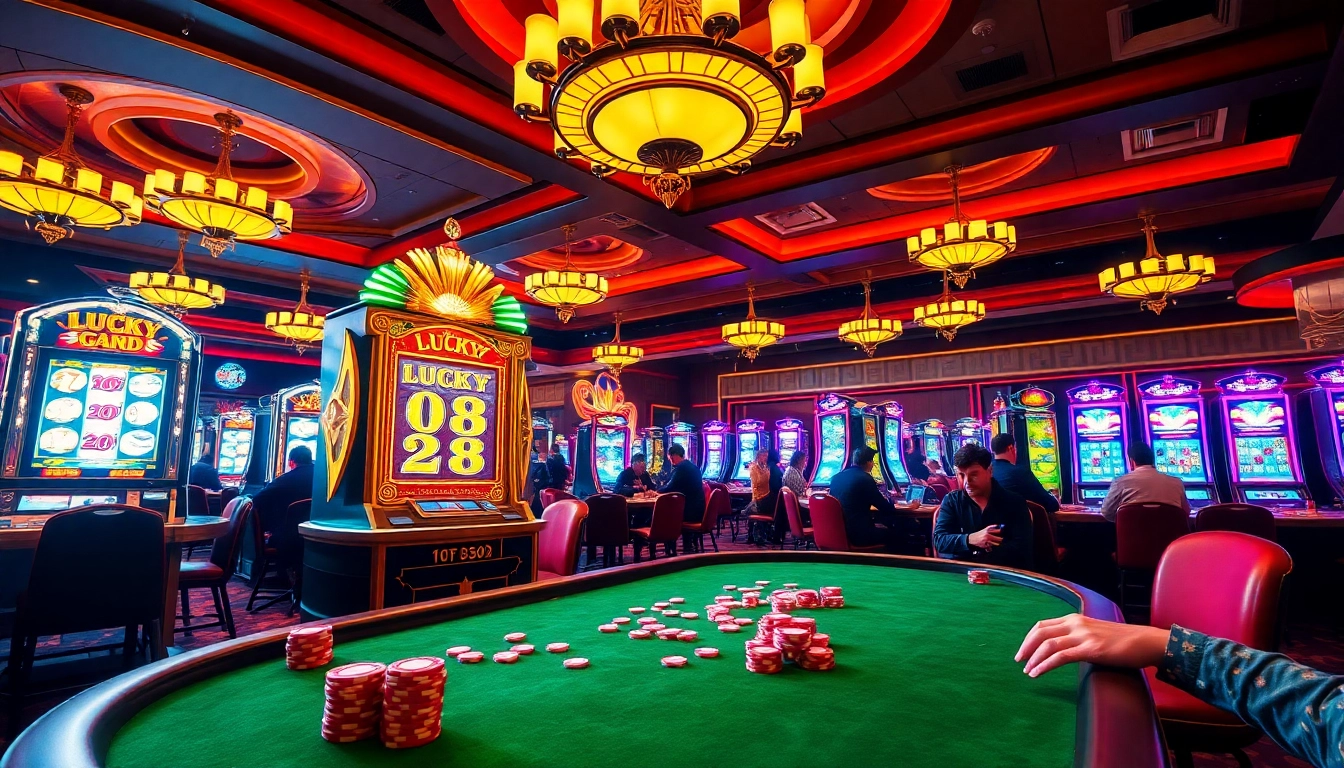 Players enjoying the exhilarating Lucky 88 slot machine experience in a vibrant casino setting.