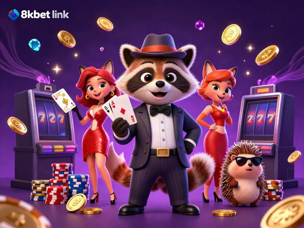 Experience gaming thrills with 8xbet link showcasing winning hands and lively characters.