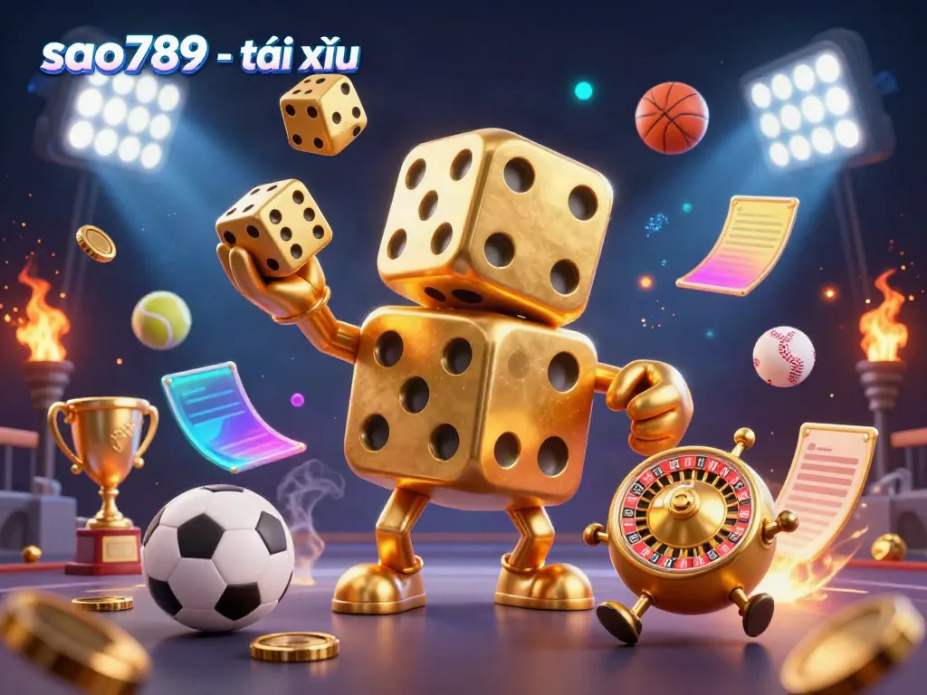 Engage in thrilling gameplay with sao789 - tài xỉu amidst dynamic sports elements and golden treasures.