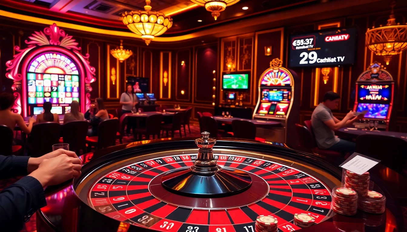 Cakhiatv showcases thrilling casino action at a roulette table filled with vibrant colors and excitement.
