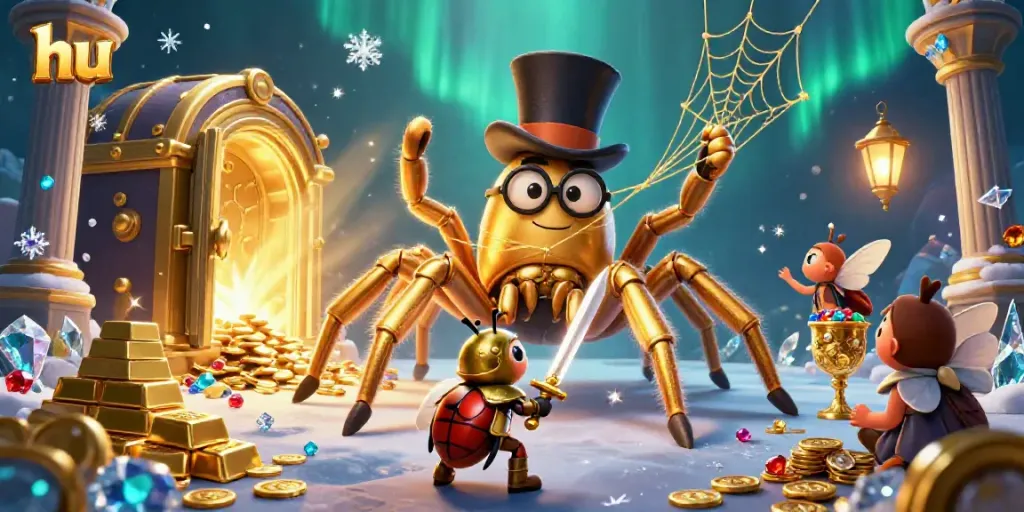 Engage in thrilling gaming adventures at hu, where vibrant casino elements collide in a whimsical scene.