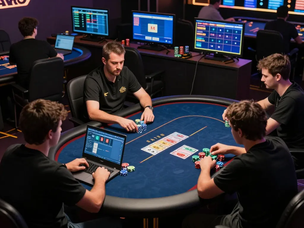 Players engaged in intense online poker tournament at SC88, showcasing competitive gameplay and strategy.