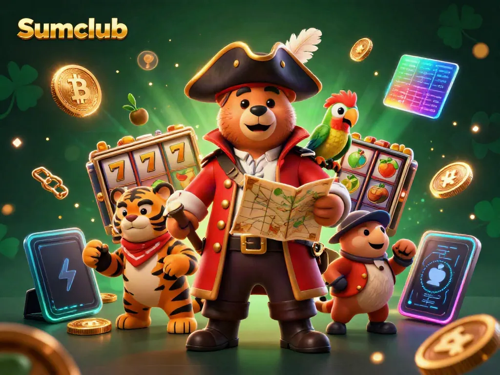 Experience the thrill of Sumclub with a pirate bear and tiger in a rich casino scene.