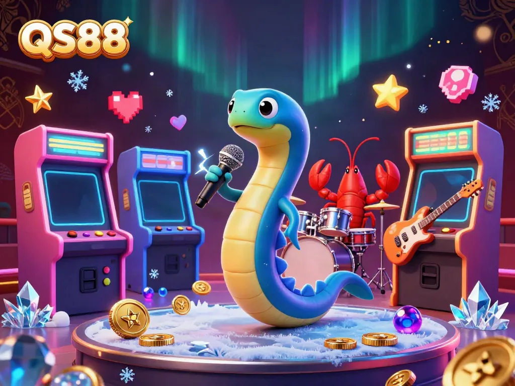 Experience excitement with QS88's vibrant underwater casino featuring electric eel DJ and dynamic gaming elements.