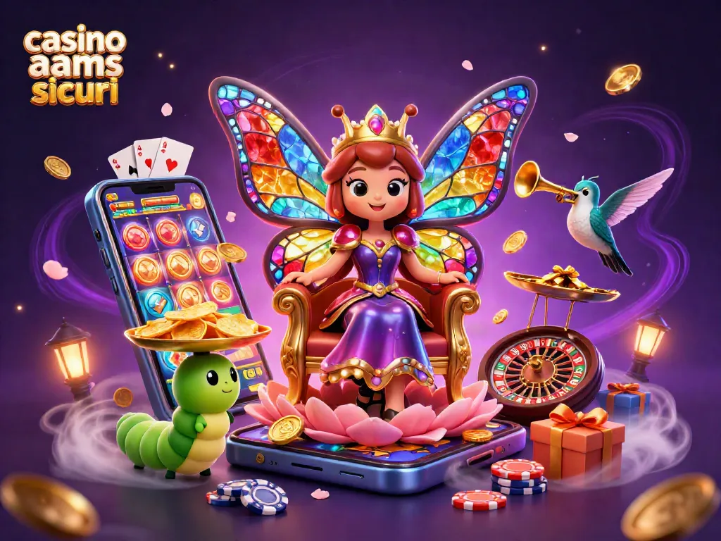 Esplora il mondo dei casino non AAMS sicuri con la regina farfalla e gli elementi di gioco.