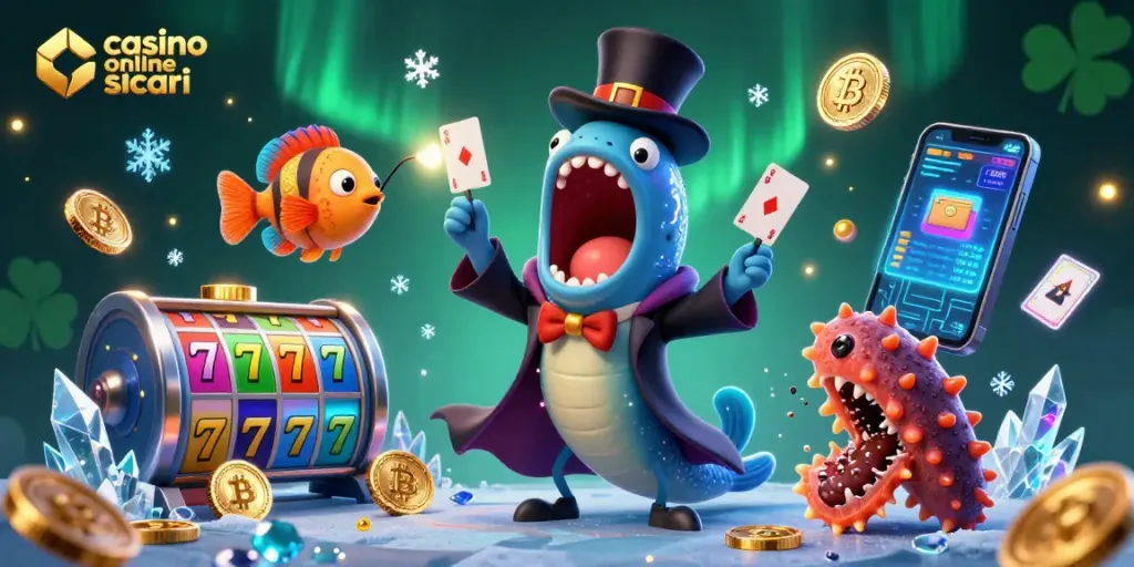 Gioca nei casino online sicuri con una scena vivace di un'anguilla magica e simboli vincenti.
