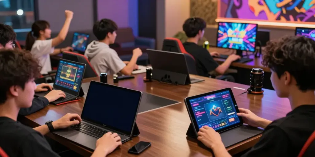 Exciting KU88 online gaming scene with diverse players enjoying various games together.