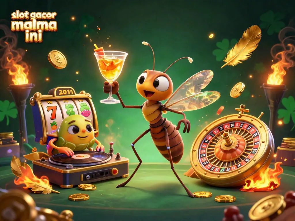 Spin the reels with slot gacor malma ini, featuring vibrant casino characters and dynamic elements.