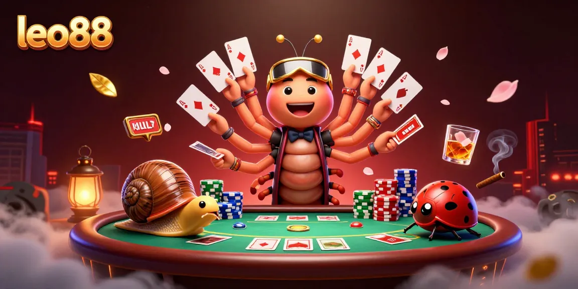 Experience vibrant casino action at leo88 with a thrilling scene of animated characters and colorful gaming elements.