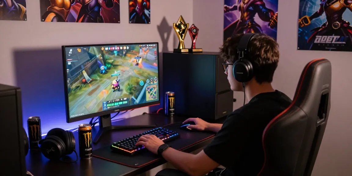 Overwatch 2 Hack gaming setup with immersive monitor and LED lights