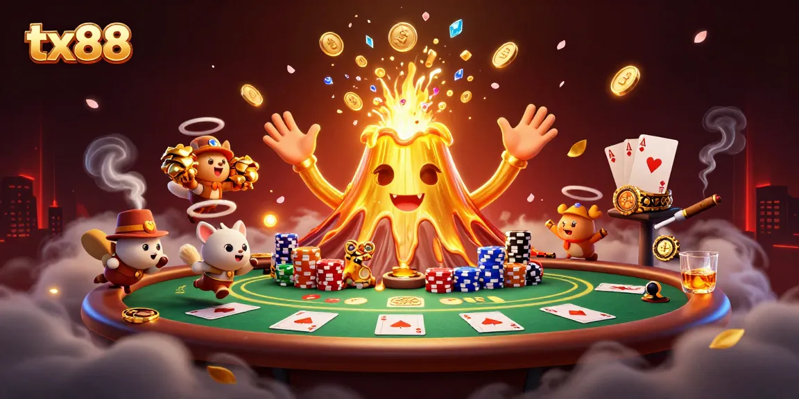 Play exciting games at tx88 with a victorious golden volcano showering treasures on lucky players.