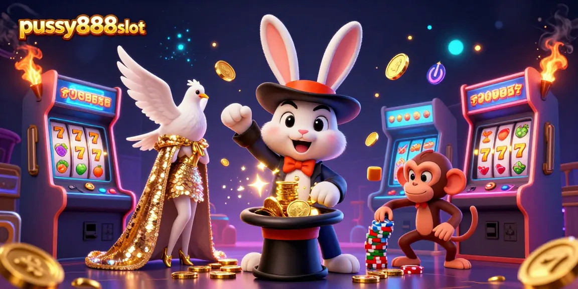 Experience the thrill of winning at pussy888slot with magical casino elements and characters.