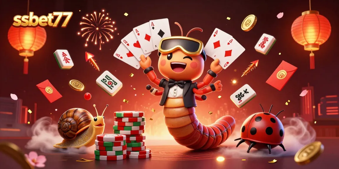 Experience excitement with ssbet77 in this vibrant casino scene featuring a millipede dealer and diverse game elements