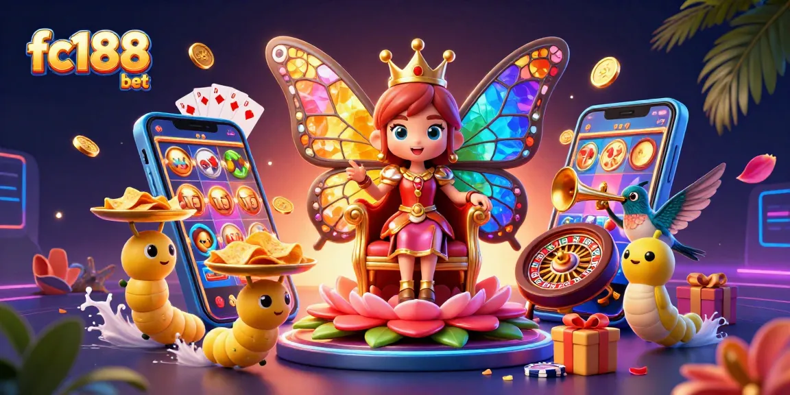 Engage with the vibrant world of fc188 bet, featuring dynamic 3D characters and casino elements.